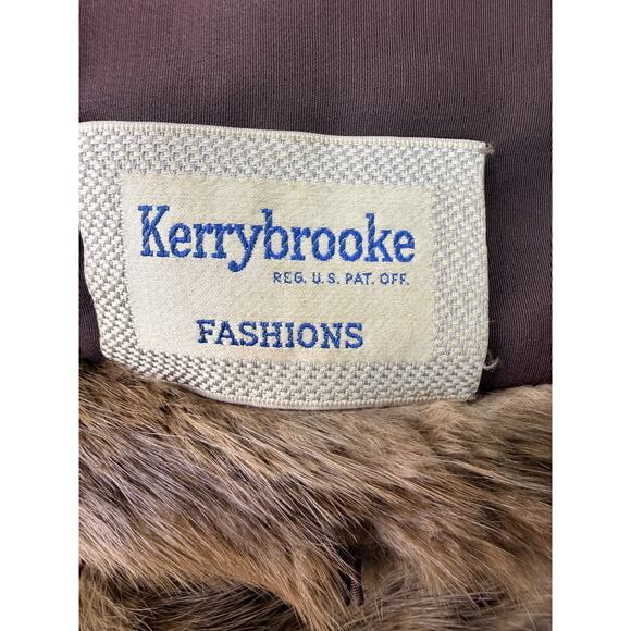 Kerrybrooke Faux Fur Coat Vintage 1950s Brown Made in USA WM L/XL 3/4 Length - Picture 3 of 10